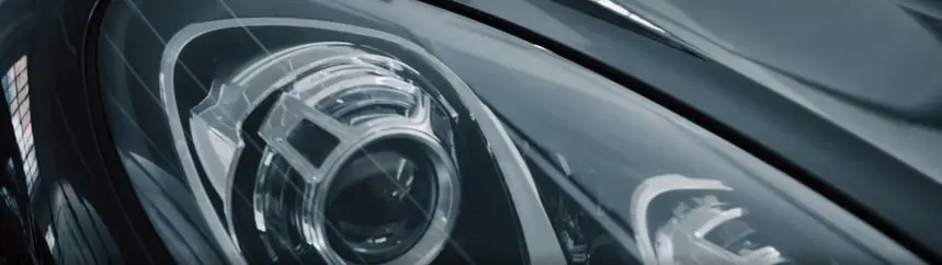 Closeup of Black Car Headlight